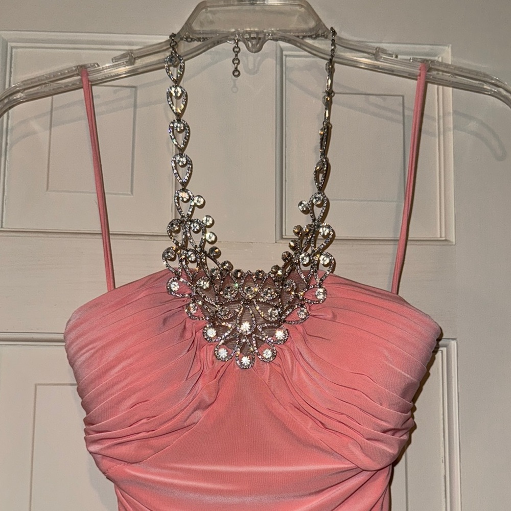Cache Pink Ruched Embellished Gown - Picture 3 of 6
